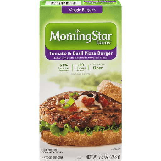 slide 1 of 1, MorningStar Farms Veggie Burgers, Plant Based Protein, Frozen Meal, Tomato Basil Pizza, 9.5 oz