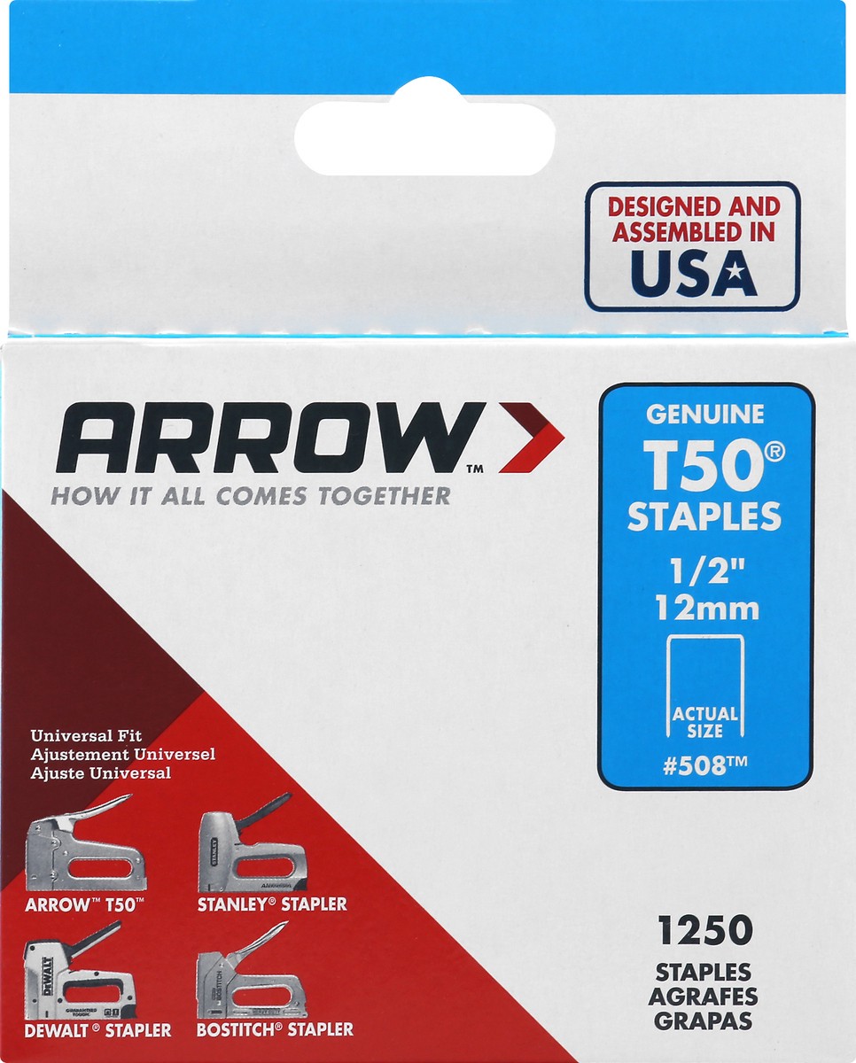 slide 7 of 9, Arrow Genuine T50 12 mm Staples 1250 ea, 1250 ct