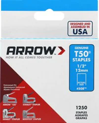 Arrow Genuine T50 12 mm Staples 1250 ea