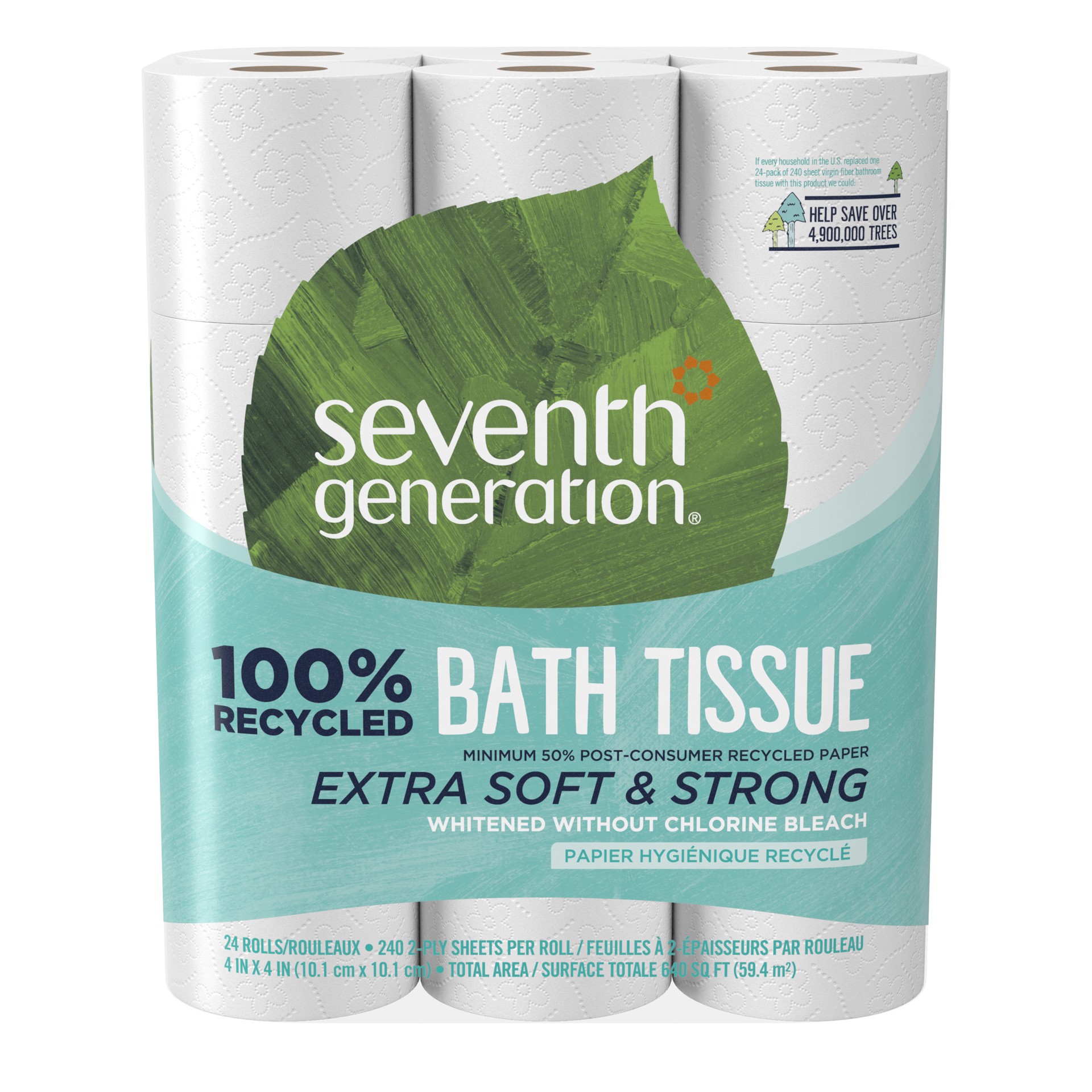 slide 4 of 4, Seventh Generation Toilet Paper 2-ply 100% Recycled Paper, 24 count, 24 ct