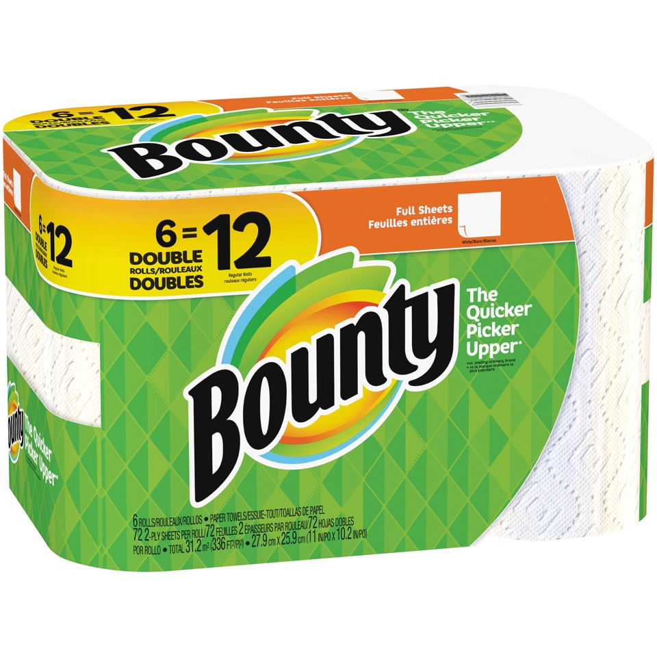 slide 2 of 4, Bounty Full Sheets Double Absorbent Paper Towels, 6 ct