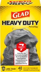 Glad ForceFlex Heavy Duty Large Drawstring Black Trash Bags, 30 Gallon, 40 Count