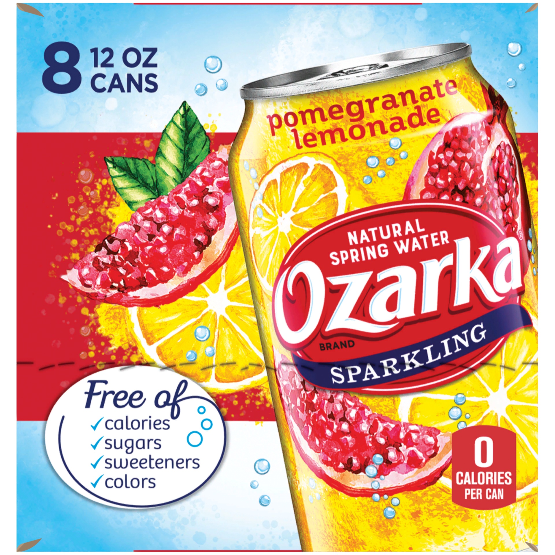 slide 2 of 6, Ozarka Pomegranate Lemon Mineral Water, 8 ct; 12 fl oz