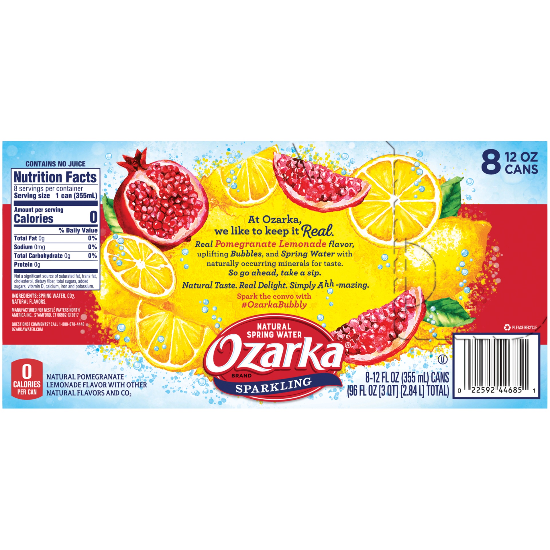 slide 4 of 6, Ozarka Pomegranate Lemon Mineral Water, 8 ct; 12 fl oz