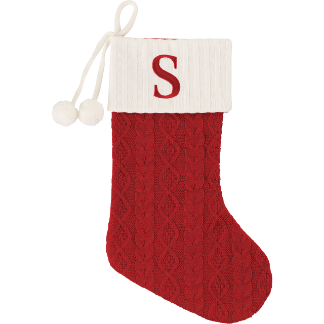 slide 1 of 1, GE NON BRAND 21In Cable Knit Monogram Stocking-S, 1 ct