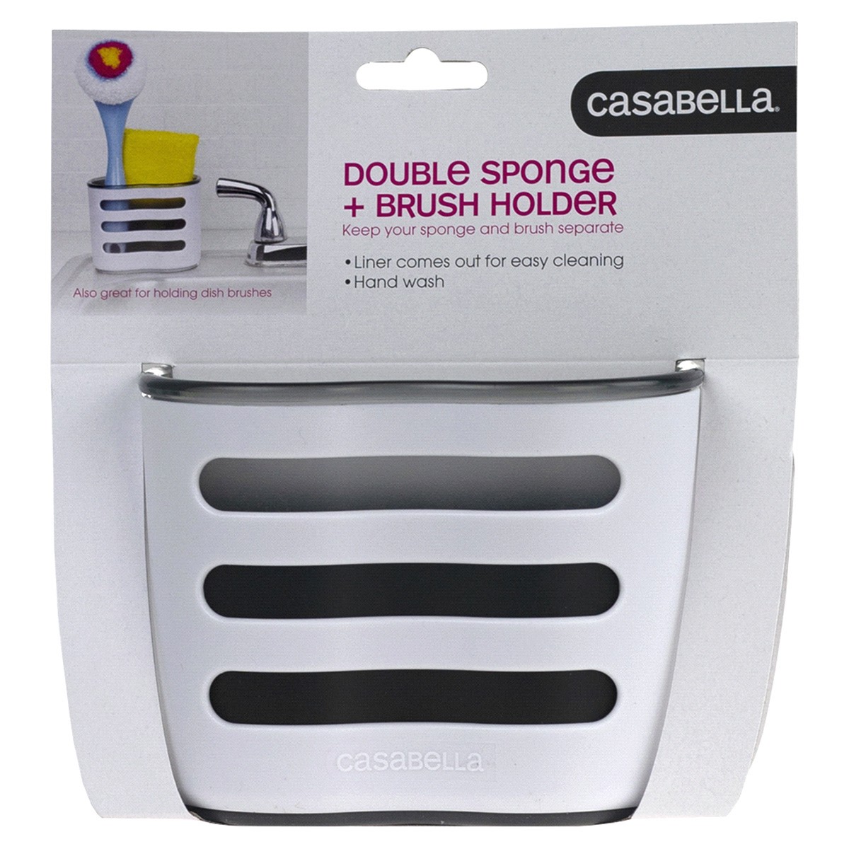 slide 2 of 2, Casabella Linear Sink Sider Double Sponge Holder with Suction Cup, 1 ct