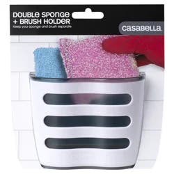 Casabella Linear Sink Sider Double Sponge Holder with Suction Cup