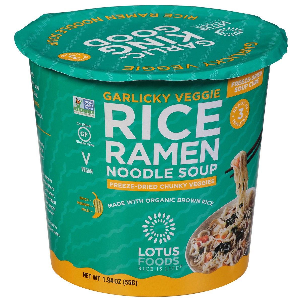 slide 9 of 9, Lotus Foods Mild Garlicky Veggie Rice Ramen Noodle Soup 1.94 oz Bowl, 1.94 oz