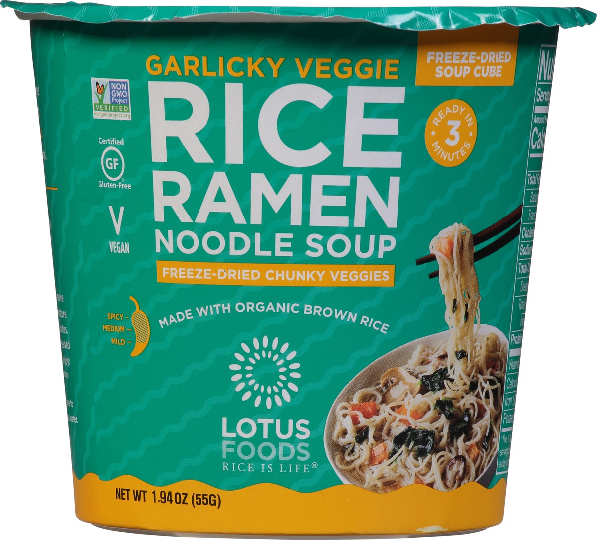 slide 5 of 9, Lotus Foods Mild Garlicky Veggie Rice Ramen Noodle Soup 1.94 oz Bowl, 1.94 oz