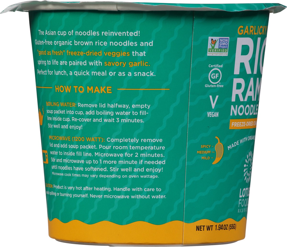 slide 3 of 9, Lotus Foods Mild Garlicky Veggie Rice Ramen Noodle Soup 1.94 oz Bowl, 1.94 oz