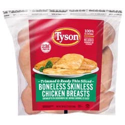 Tyson Thin Sliced Boneless Skinless Chicken Breasts, 2.25 lb. (Frozen)