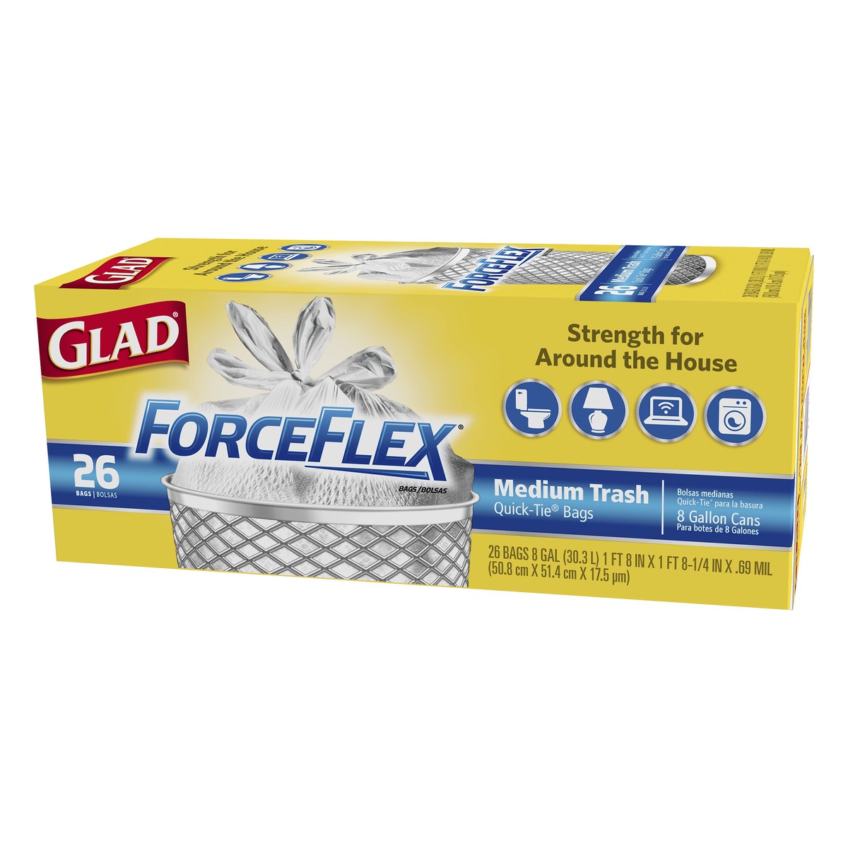 slide 2 of 5, Glad Forceflex Garbage Bags, 26 ct