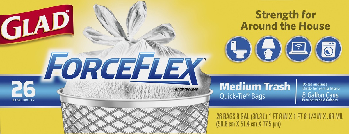 slide 4 of 5, Glad Forceflex Garbage Bags, 26 ct