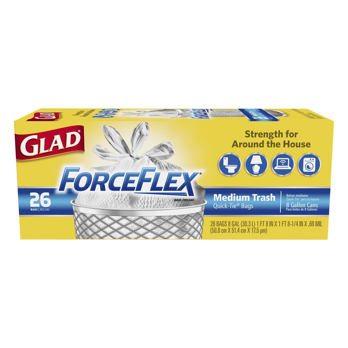 slide 1 of 5, Glad Forceflex Garbage Bags, 26 ct