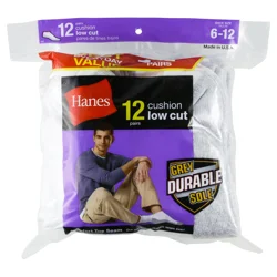 Hanes Men's Cushion Low Cut Socks Value Pack 12 ea