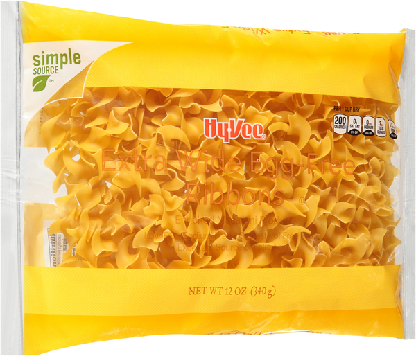 slide 1 of 1, Hy-vee Enriched Macaroni Product, Extra Wide Egg-free Ribbons, 12 oz