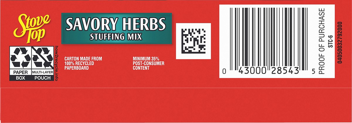 slide 4 of 9, Stove Top Savory Herbs Stuffing Mix, 6 oz Box, 6 oz
