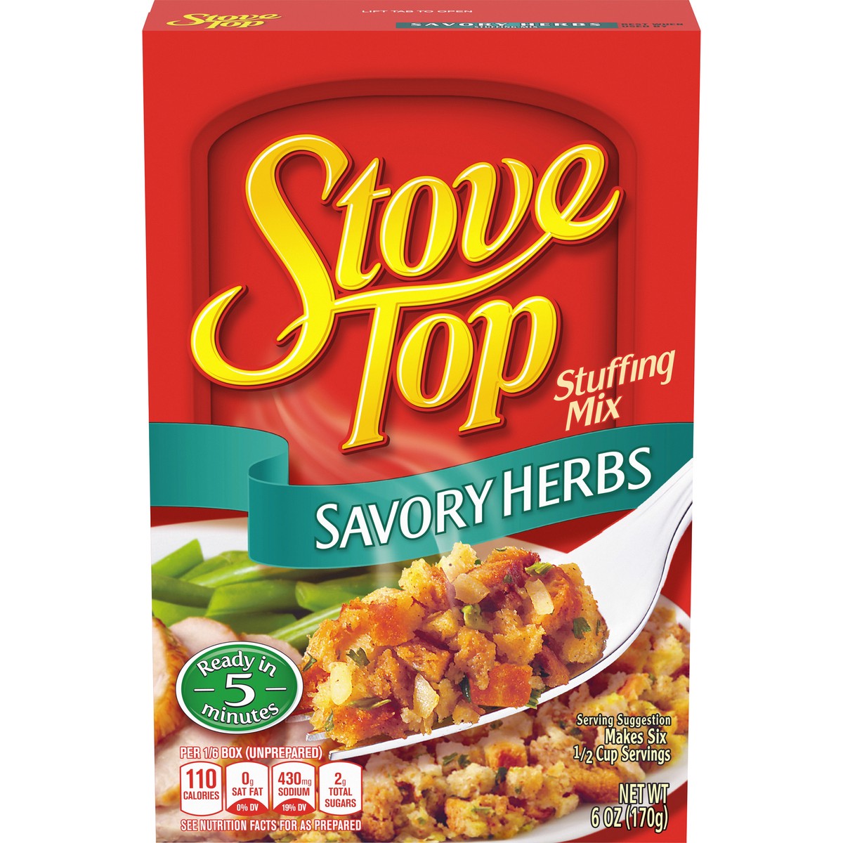 slide 1 of 9, Stove Top Savory Herbs Stuffing Mix, 6 oz Box, 170 g