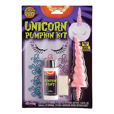 slide 1 of 6, Fun World Pumpkin Kit, Unicorn, 1 ct