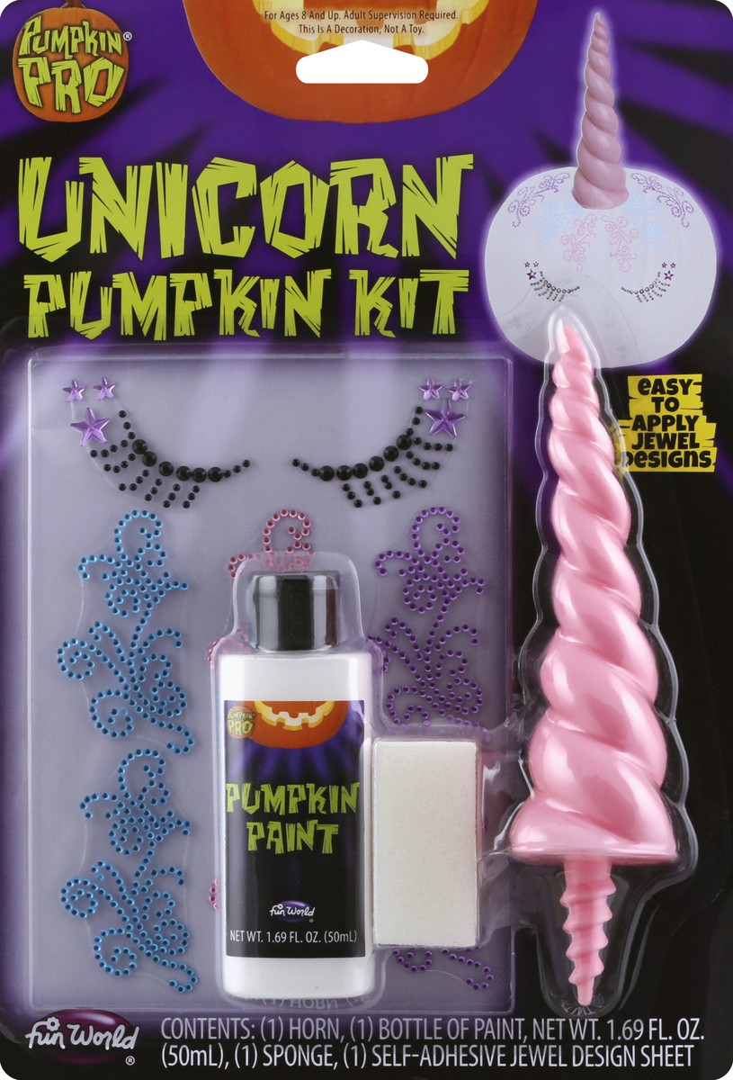 slide 6 of 6, Fun World Pumpkin Kit, Unicorn, 1 ct