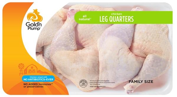 slide 1 of 1, Golden Gold'N Plump All Natural Chicken Leg Quarters Family Size, 10 lb