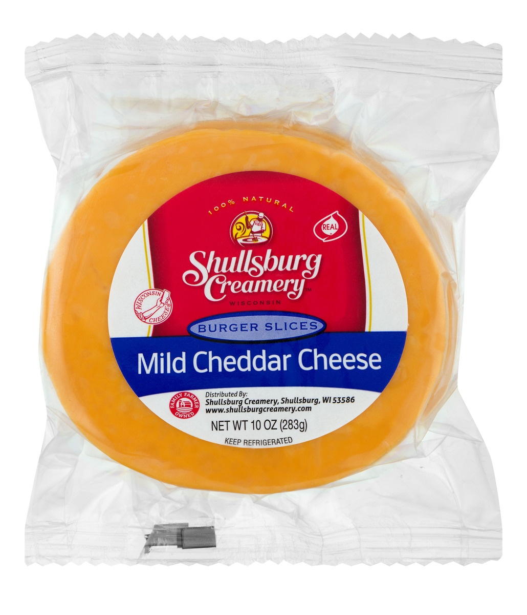 slide 1 of 1, Shullsburg Creamery Mild Cheddar Cheese Burger Slices, 10 oz