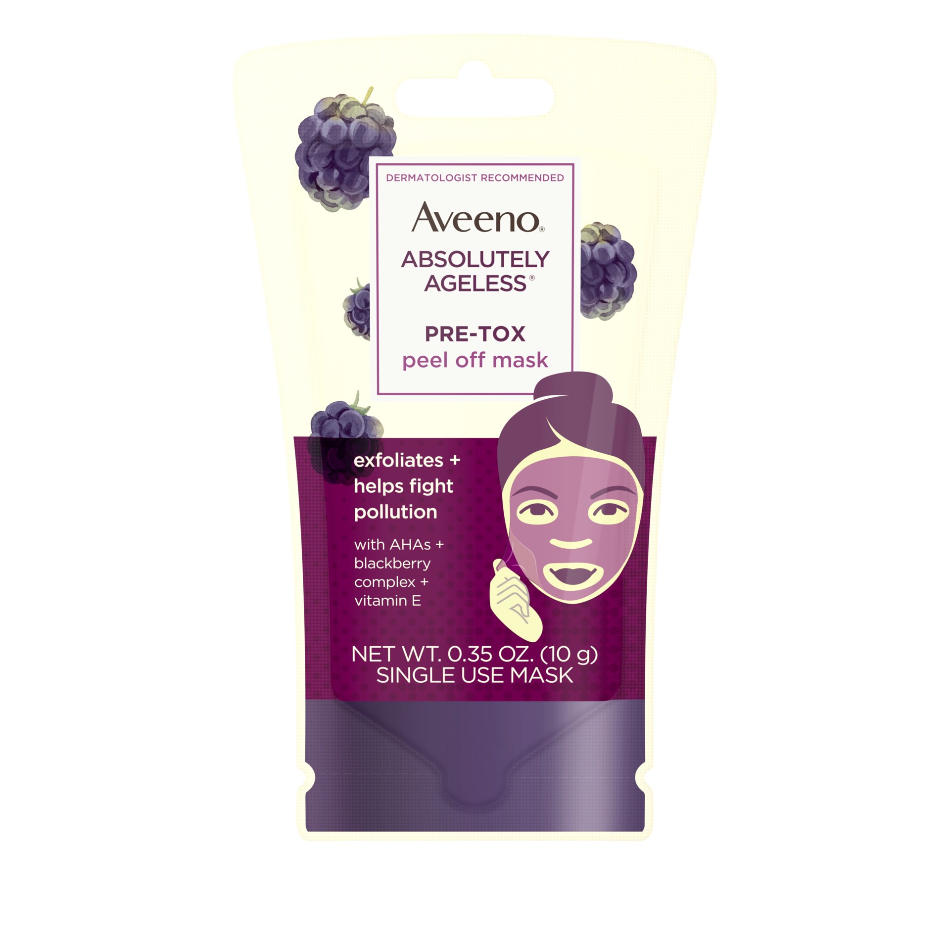 slide 1 of 6, AVEENO ABSOLUTELY AGELESS PRETOX Peel Off Mask, 0.35 Oz, 0.35 fl oz