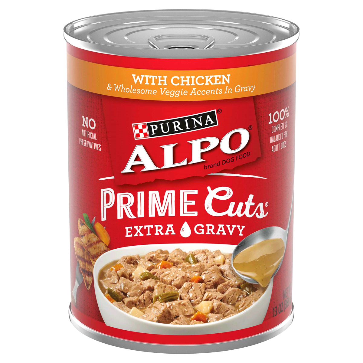 slide 1 of 1, ALPO WET DOG FOOD Alpo Prime Cuts Chicken And Wholesome Veggie Accents In Gravy, 13 oz