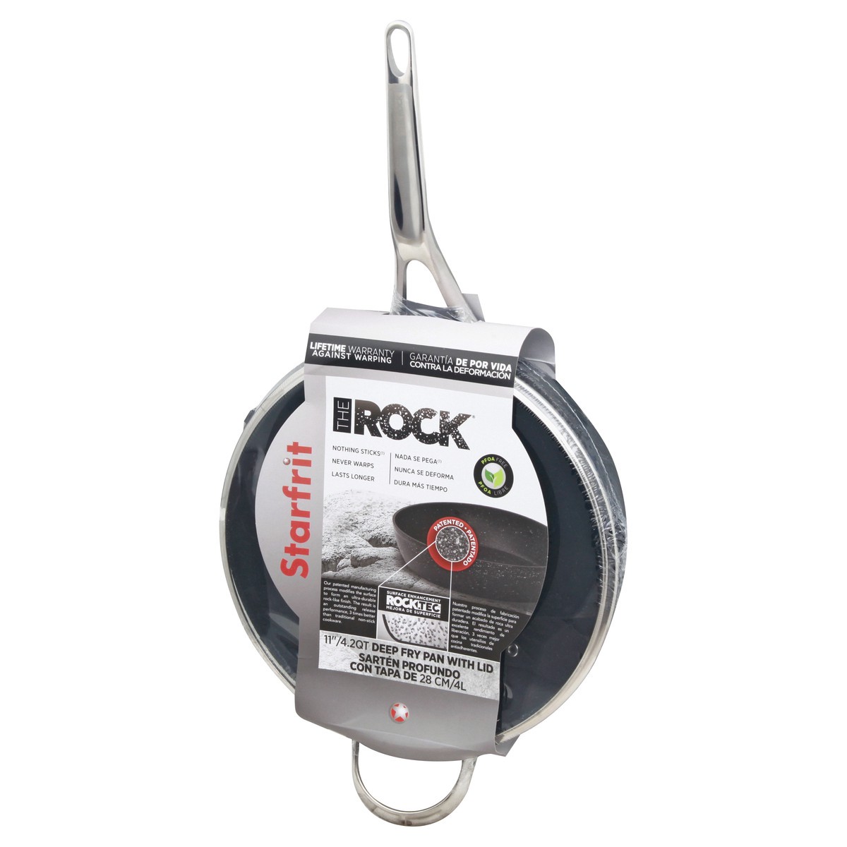 slide 7 of 8, The Rock Deep Fry Pan With Glass Lid - 11", 11 in