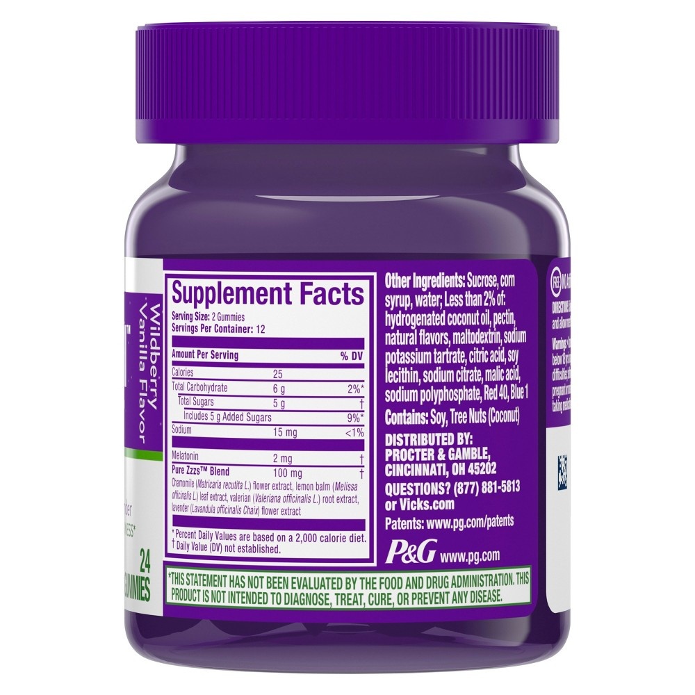 slide 4 of 5, Vicks Zzzquil Pure Zzzs Melatonin With Chamomile And Lavender Gummies, 24 ct