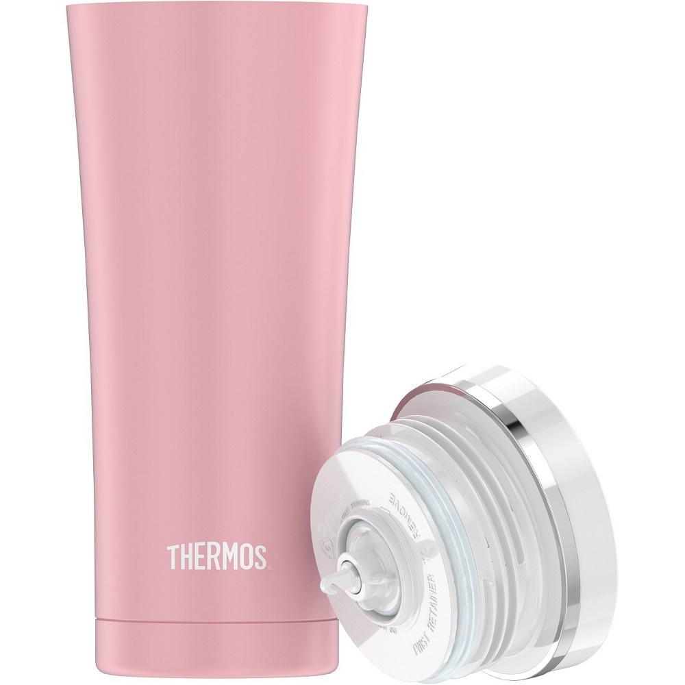 slide 4 of 5, Thermos Stainless Steel Vacuum Insulated Lidded Tumbler Pink, 16 oz