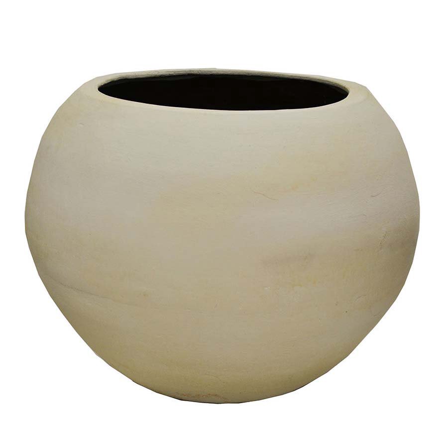 slide 1 of 1, Blue Orange Pottery Small Cream Ball Clay Planter, 16 in x 12 in