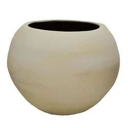 Blue Orange Pottery Small Cream Ball Clay Planter