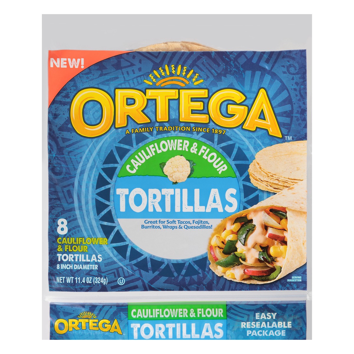 slide 5 of 11, Ortega 8 in. Cauliflower & Flour Tortillas 8 ct Bag, 11.4 oz