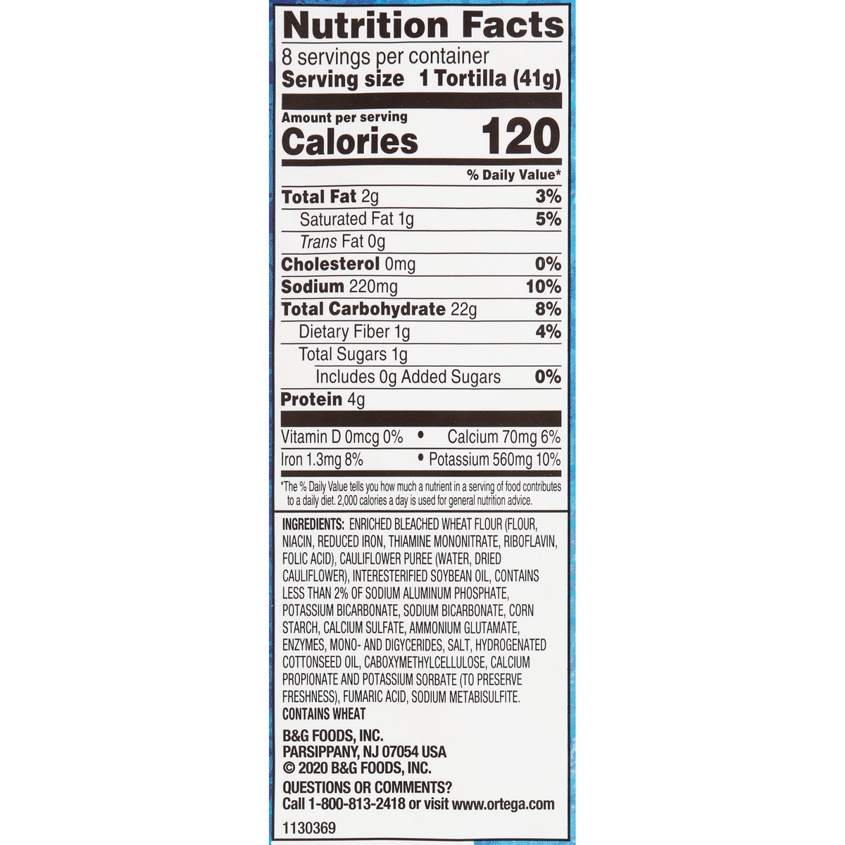 slide 6 of 11, Ortega 8 in. Cauliflower & Flour Tortillas 8 ct Bag, 11.4 oz