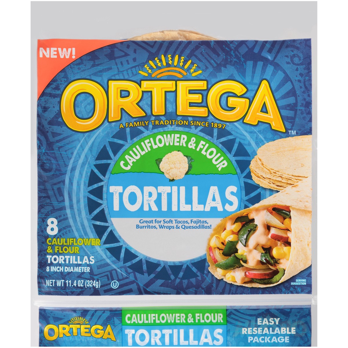 slide 9 of 11, Ortega 8 in. Cauliflower & Flour Tortillas 8 ct Bag, 11.4 oz