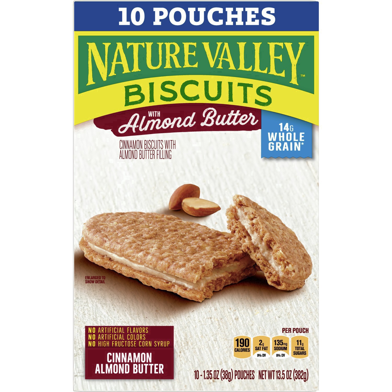 slide 100 of 134, Nature Valley Biscuit Sandwiches, Cinnamon Almond Butter, 10 ct, 13.5 OZ, 10 ct