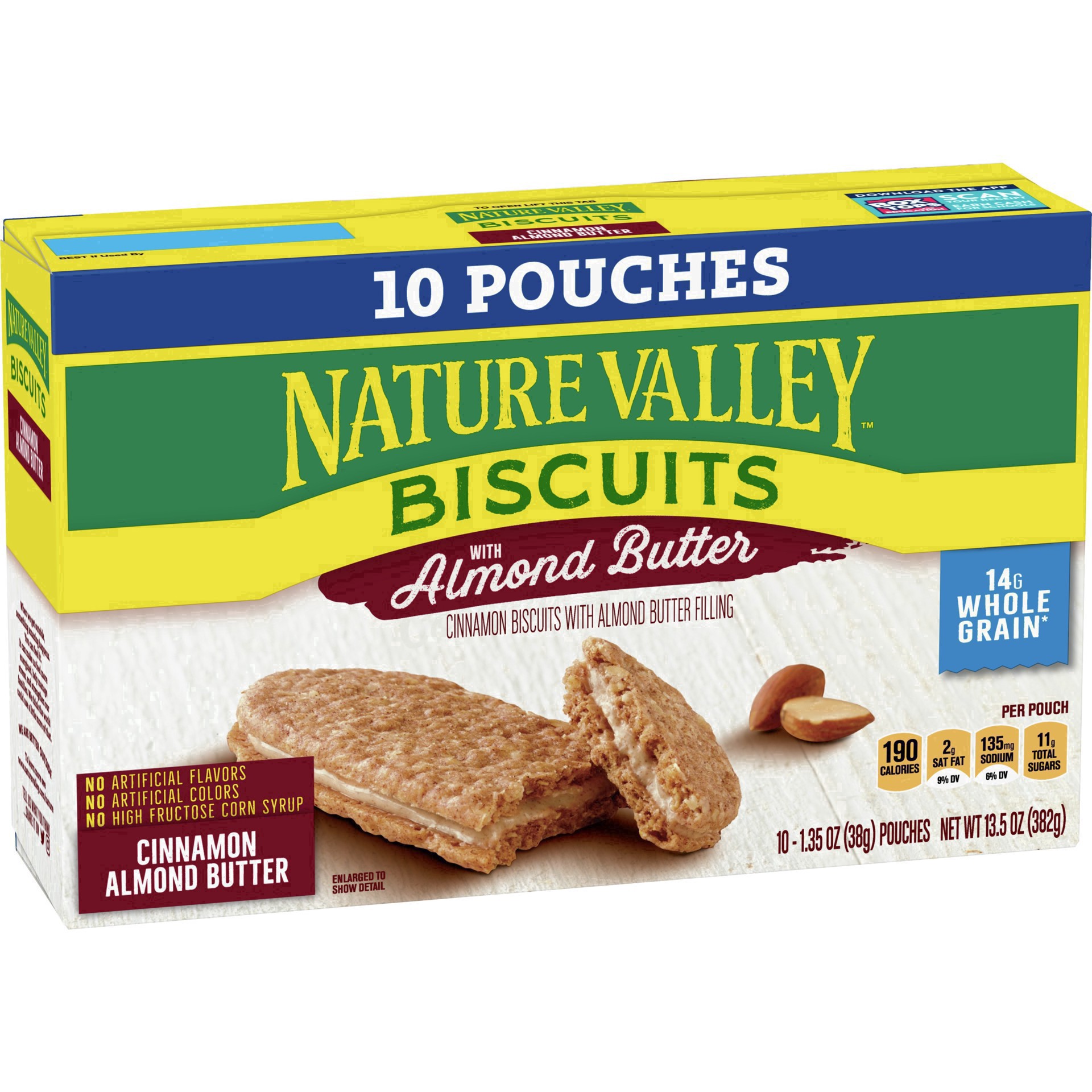 slide 34 of 134, Nature Valley Biscuit Sandwiches, Cinnamon Almond Butter, 10 ct, 13.5 OZ, 10 ct