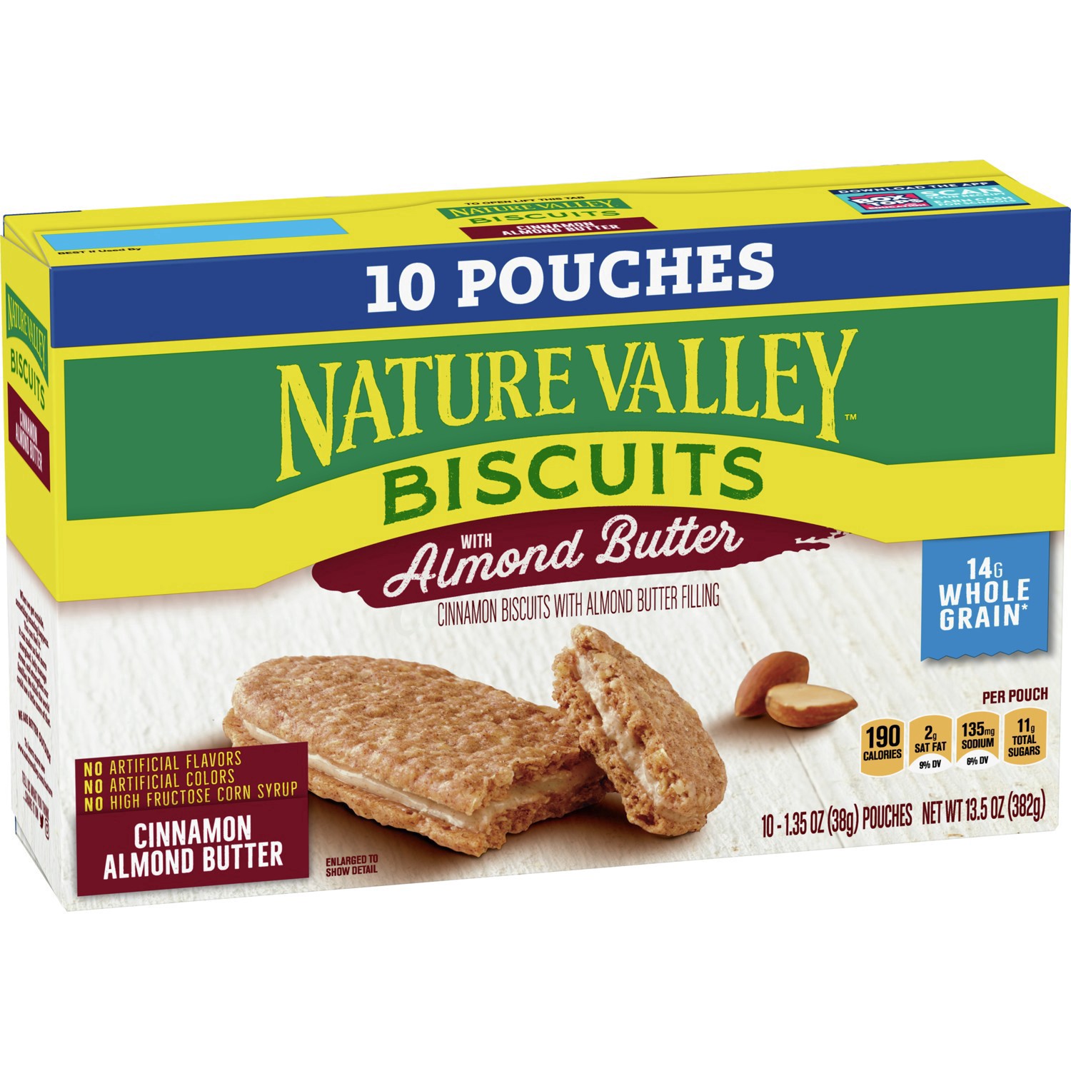 slide 108 of 134, Nature Valley Biscuit Sandwiches, Cinnamon Almond Butter, 10 ct, 13.5 OZ, 10 ct