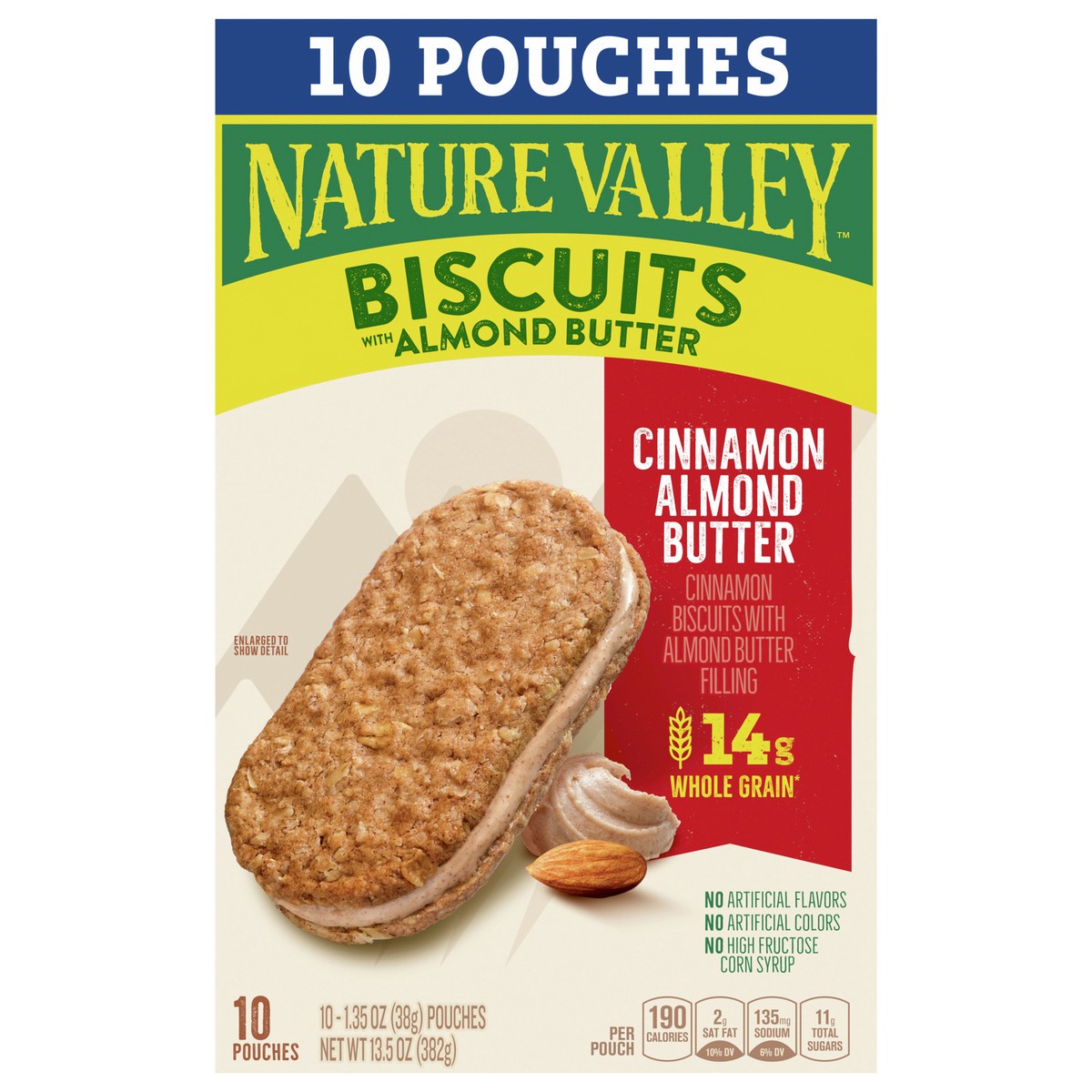 slide 1 of 134, Nature Valley Biscuit Sandwiches, Cinnamon Almond Butter, 10 ct, 13.5 OZ, 10 ct