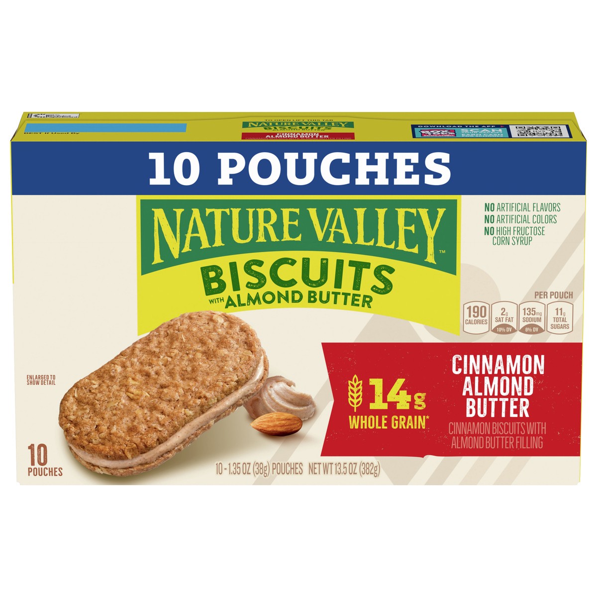 slide 1 of 134, Nature Valley Biscuit Sandwiches, Cinnamon Almond Butter, 10 ct, 13.5 OZ, 10 ct