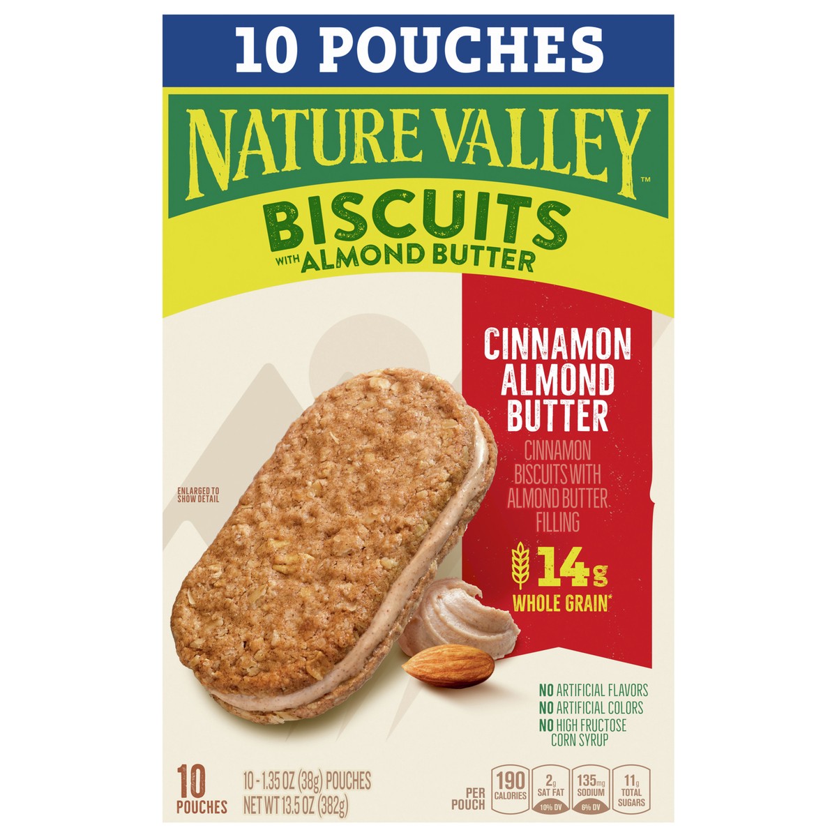 slide 1 of 134, Nature Valley Biscuit Sandwiches, Cinnamon Almond Butter, 10 Bars, 13.5 oz, 10 ct