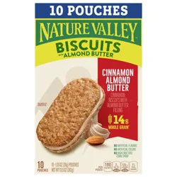 Nature Valley Biscuit Sandwiches, Cinnamon Almond Butter, 10 Bars, 13.5 oz