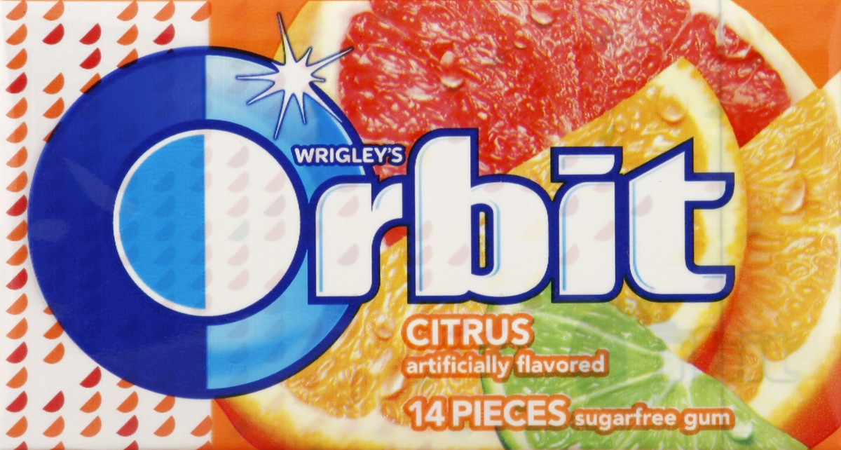 slide 4 of 4, Orbit Citrus Sugarfree Gum, single pack, 14 pc