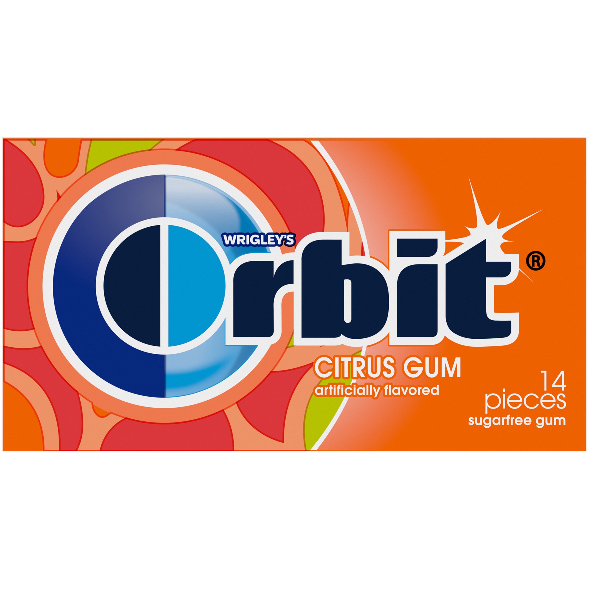 slide 1 of 4, Orbit Citrus Sugarfree Gum, single pack, 14 pc