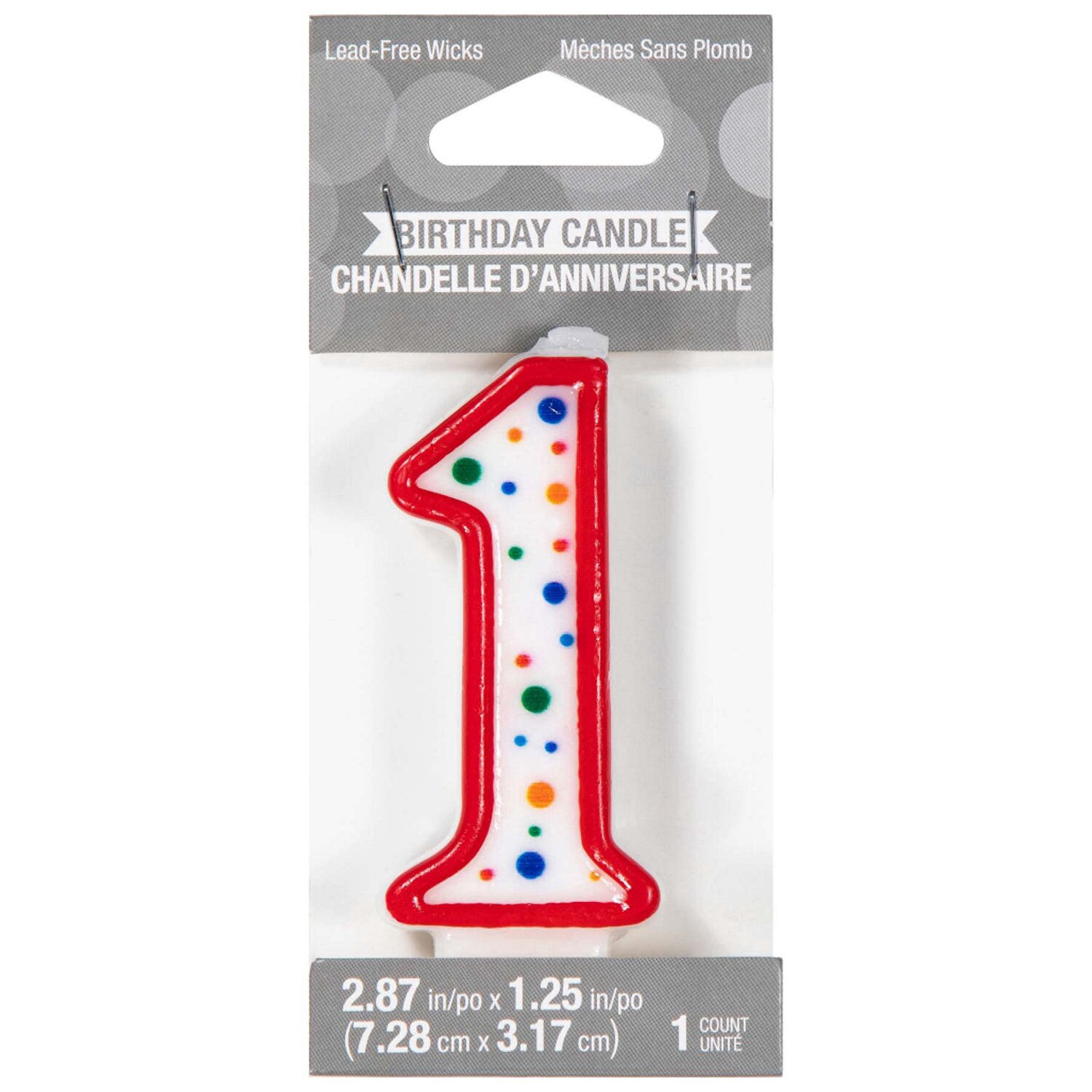 slide 1 of 1, CREATIVE CONVERTING Cndl Birthday Polka Dots #1, 1 ct