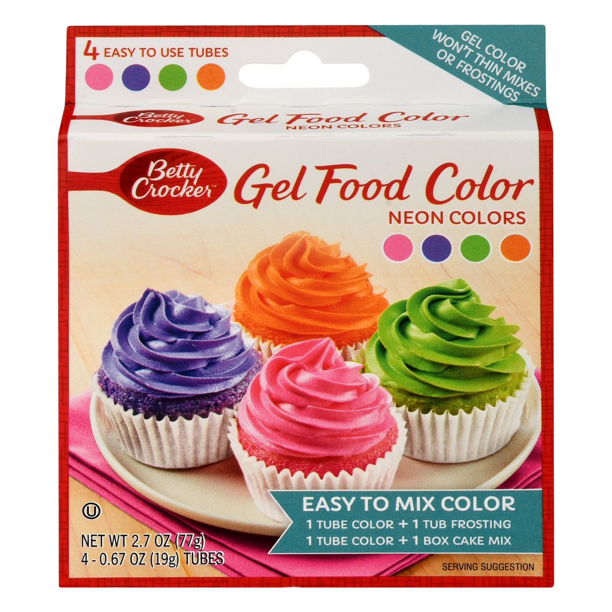 slide 1 of 1, Betty Crocker Neon Colors Gel Food Color 4 ea, 2.7 oz