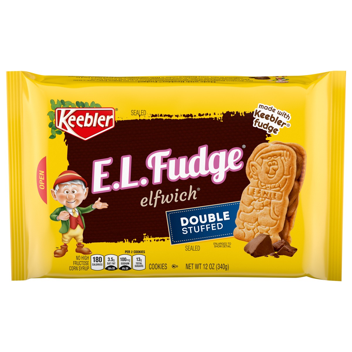 slide 1 of 9, Keebler Brands 06467 156610 EL Fudge Double Stuffed Cookies OW Everyday 12 oz, 12 oz