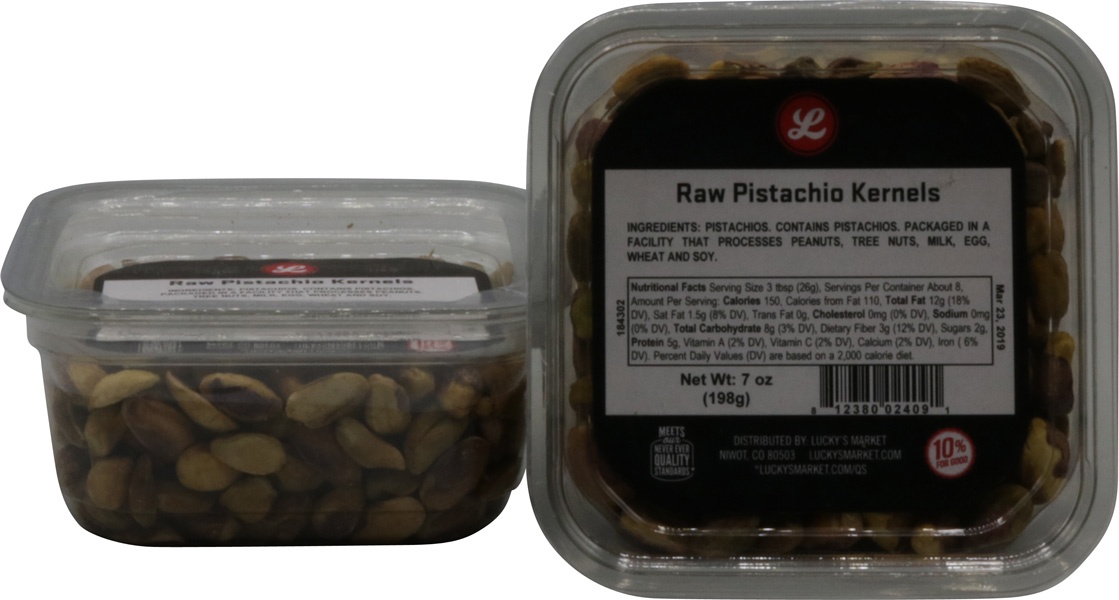 slide 1 of 1, Lucky's Market Pistachio Kernels Raw, 7 oz