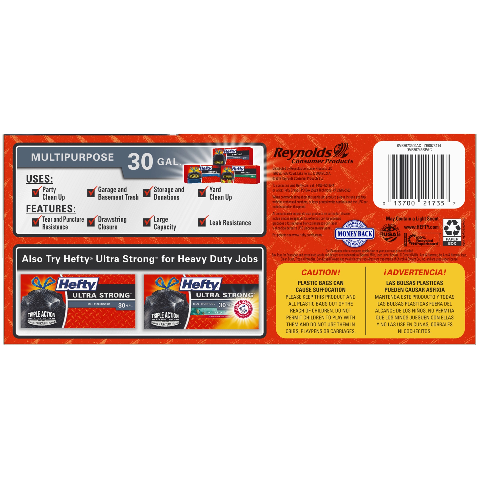 slide 6 of 6, Hefty Strong 30-Gallon Multi-Purpose Large Drawstring Trash Bags, 28 ct